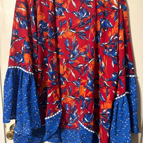 Floral Red and Blue Women's Jacket - Picture 2 of 5